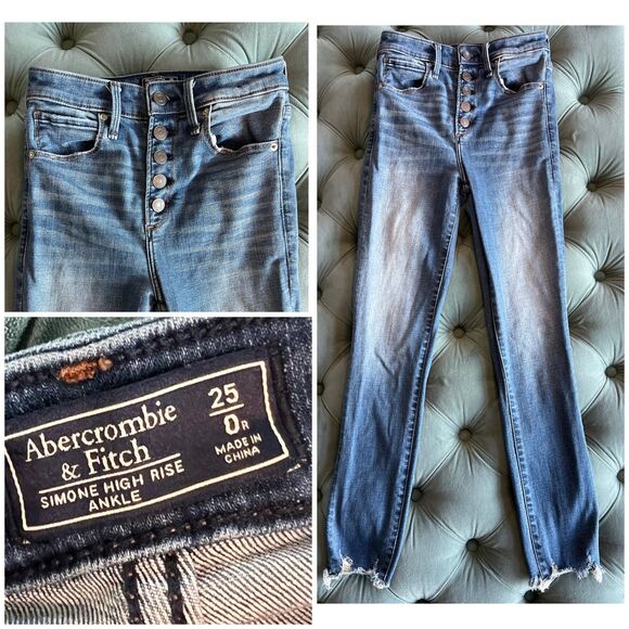 Abercrombie & Fitch Simone High Rise Ankle Jeans Womens 25 0 Regular - Picture 1 of 10